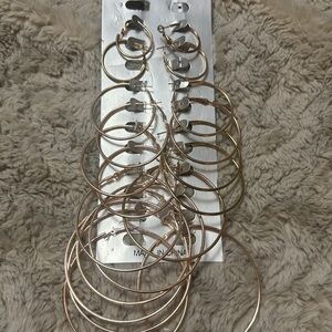 Rose gold finish hoop earrings with wires perfect to share or gift NWT 10 pair